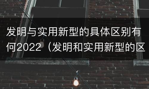发明与实用新型的具体区别有何2022（发明和实用新型的区别举例）