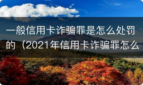 一般信用卡诈骗罪是怎么处罚的（2021年信用卡诈骗罪怎么认定）