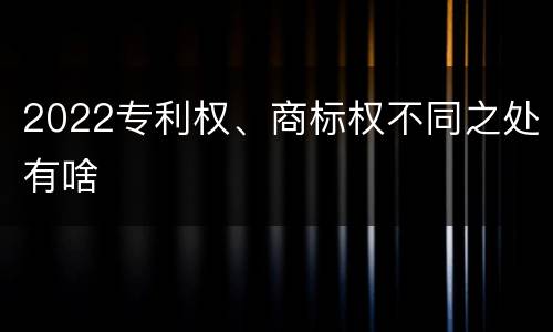 2022专利权、商标权不同之处有啥