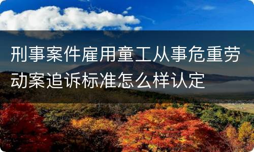 刑事案件雇用童工从事危重劳动案追诉标准怎么样认定