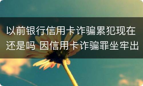 以前银行信用卡诈骗累犯现在还是吗 因信用卡诈骗罪坐牢出来的人怎么样了