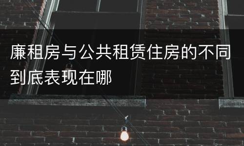廉租房与公共租赁住房的不同到底表现在哪