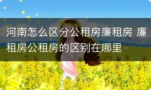 河南怎么区分公租房廉租房 廉租房公租房的区别在哪里