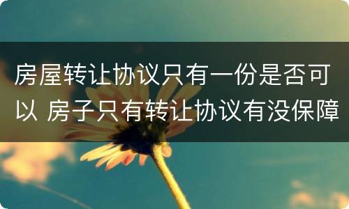 房屋转让协议只有一份是否可以 房子只有转让协议有没保障
