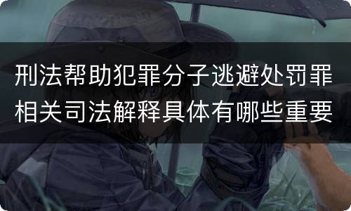 刑法帮助犯罪分子逃避处罚罪相关司法解释具体有哪些重要内容