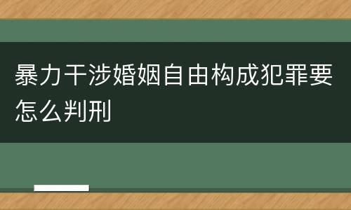 暴力干涉婚姻自由构成犯罪要怎么判刑