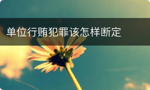 单位行贿犯罪该怎样断定