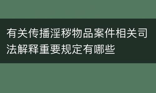 有关传播淫秽物品案件相关司法解释重要规定有哪些