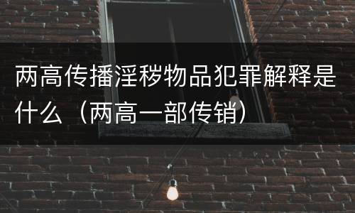两高传播淫秽物品犯罪解释是什么（两高一部传销）