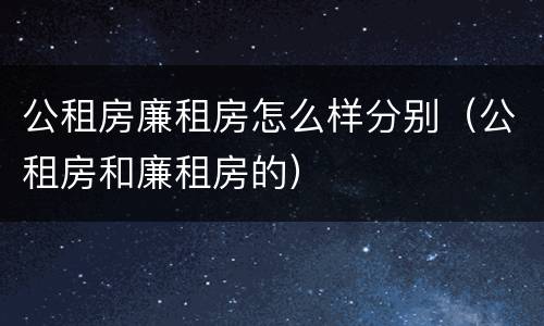 公租房廉租房怎么样分别（公租房和廉租房的）