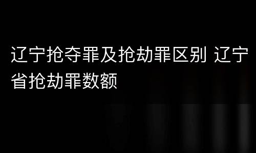 辽宁抢夺罪及抢劫罪区别 辽宁省抢劫罪数额