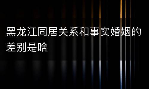 黑龙江同居关系和事实婚姻的差别是啥
