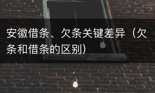 安徽借条、欠条关键差异（欠条和借条的区别）