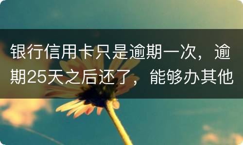 银行信用卡只是逾期一次，逾期25天之后还了，能够办其他银行信用卡
