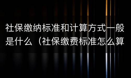 社保缴纳标准和计算方式一般是什么（社保缴费标准怎么算）