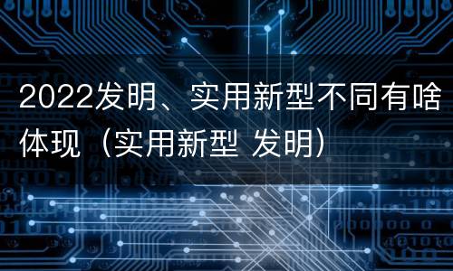 2022发明、实用新型不同有啥体现（实用新型 发明）