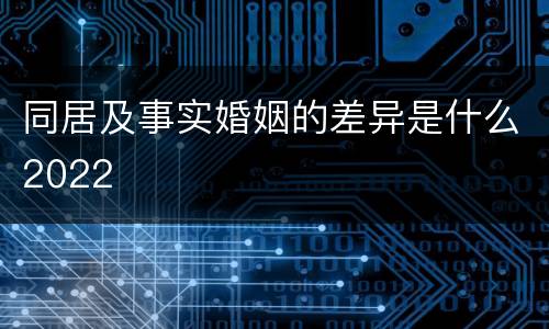 同居及事实婚姻的差异是什么2022