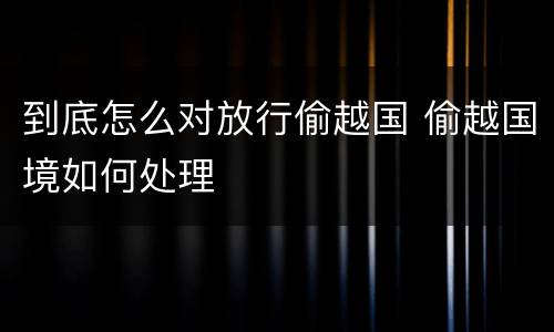 到底怎么对放行偷越国 偷越国境如何处理