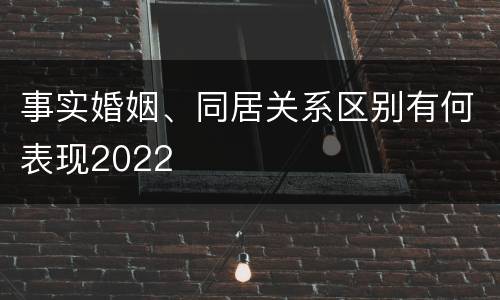事实婚姻、同居关系区别有何表现2022