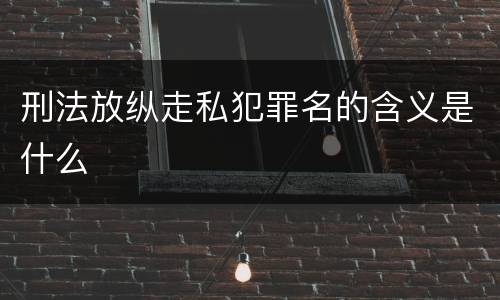 刑法放纵走私犯罪名的含义是什么