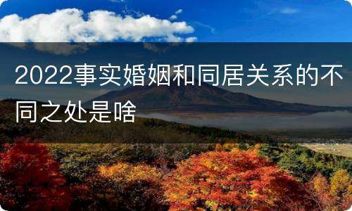 2022事实婚姻和同居关系的不同之处是啥