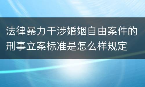 法律暴力干涉婚姻自由案件的刑事立案标准是怎么样规定