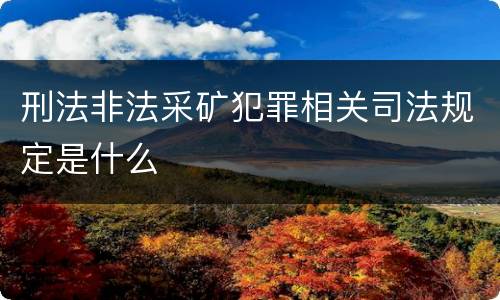 刑法非法采矿犯罪相关司法规定是什么