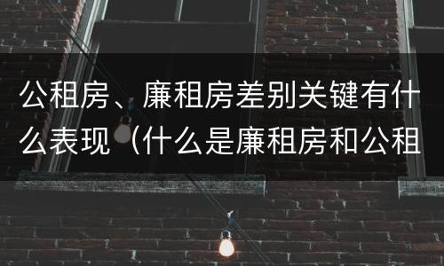 公租房、廉租房差别关键有什么表现（什么是廉租房和公租房两个有什么特点）