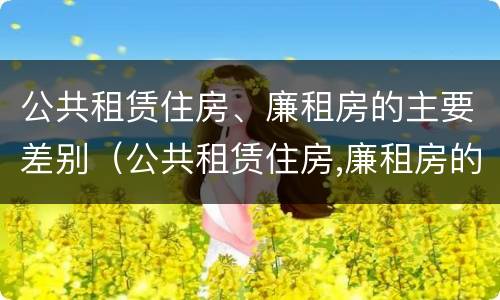 公共租赁住房、廉租房的主要差别（公共租赁住房,廉租房的主要差别是）