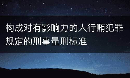 构成对有影响力的人行贿犯罪规定的刑事量刑标准