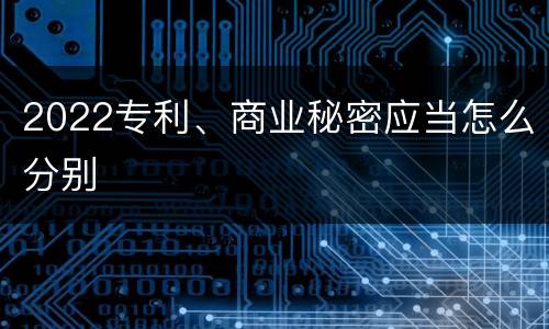 2022专利、商业秘密应当怎么分别