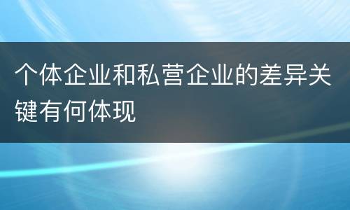 个体企业和私营企业的差异关键有何体现