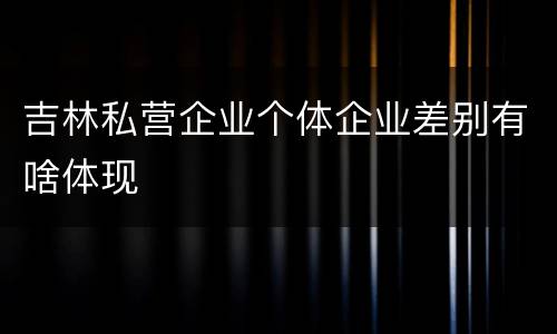 吉林私营企业个体企业差别有啥体现