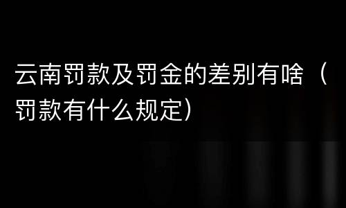云南罚款及罚金的差别有啥（罚款有什么规定）