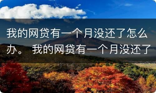 我的网贷有一个月没还了怎么办。 我的网贷有一个月没还了怎么办呢