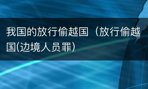 我国的放行偷越国（放行偷越国(边境人员罪）