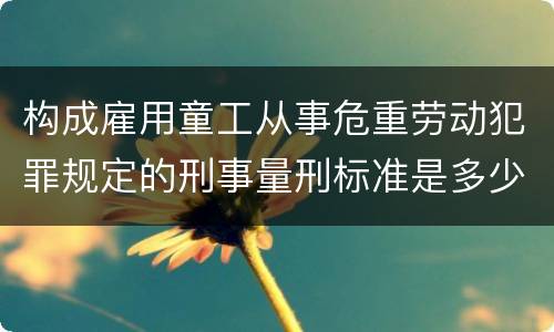 构成雇用童工从事危重劳动犯罪规定的刑事量刑标准是多少