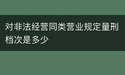 对非法经营同类营业规定量刑档次是多少