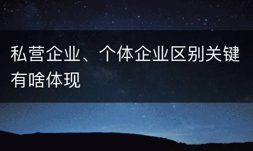 私营企业、个体企业区别关键有啥体现