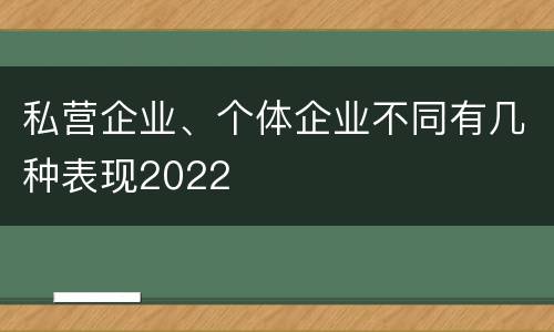 私营企业、个体企业不同有几种表现2022