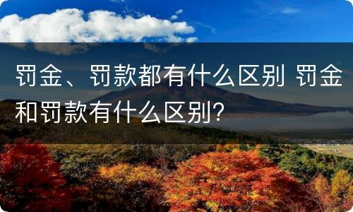 罚金、罚款都有什么区别 罚金和罚款有什么区别?
