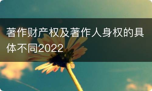 著作财产权及著作人身权的具体不同2022
