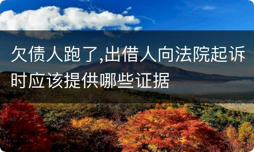 欠债人跑了,出借人向法院起诉时应该提供哪些证据
