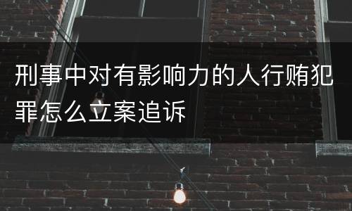 刑事中对有影响力的人行贿犯罪怎么立案追诉