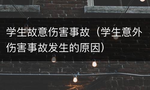 学生故意伤害事故（学生意外伤害事故发生的原因）