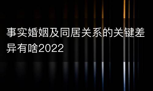 事实婚姻及同居关系的关键差异有啥2022