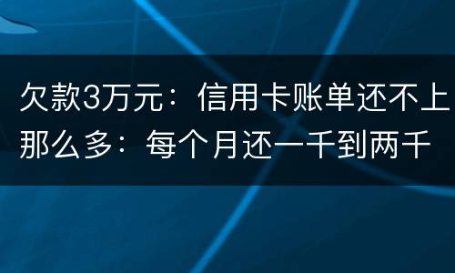 欠款3万元：信用卡账单还不上那么多：每个月还一千到两千元：请问还要做坐牢吗