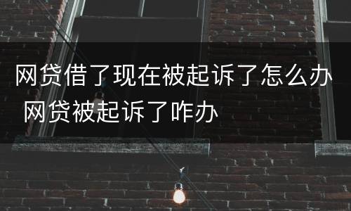 网贷借了现在被起诉了怎么办 网贷被起诉了咋办