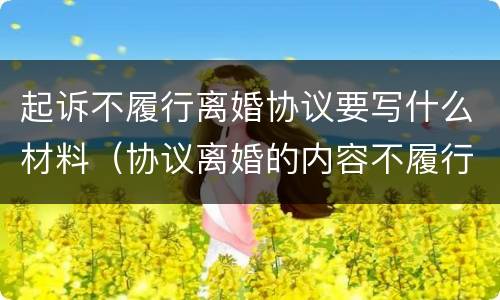 起诉不履行离婚协议要写什么材料（协议离婚的内容不履行怎么起诉）