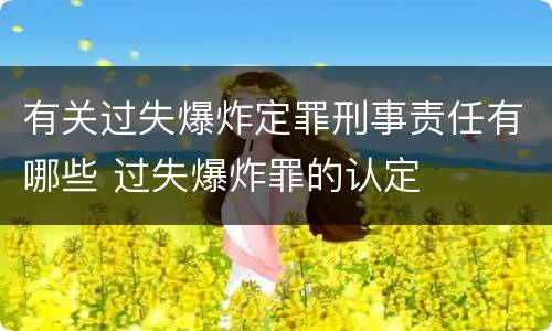 有关过失爆炸定罪刑事责任有哪些 过失爆炸罪的认定